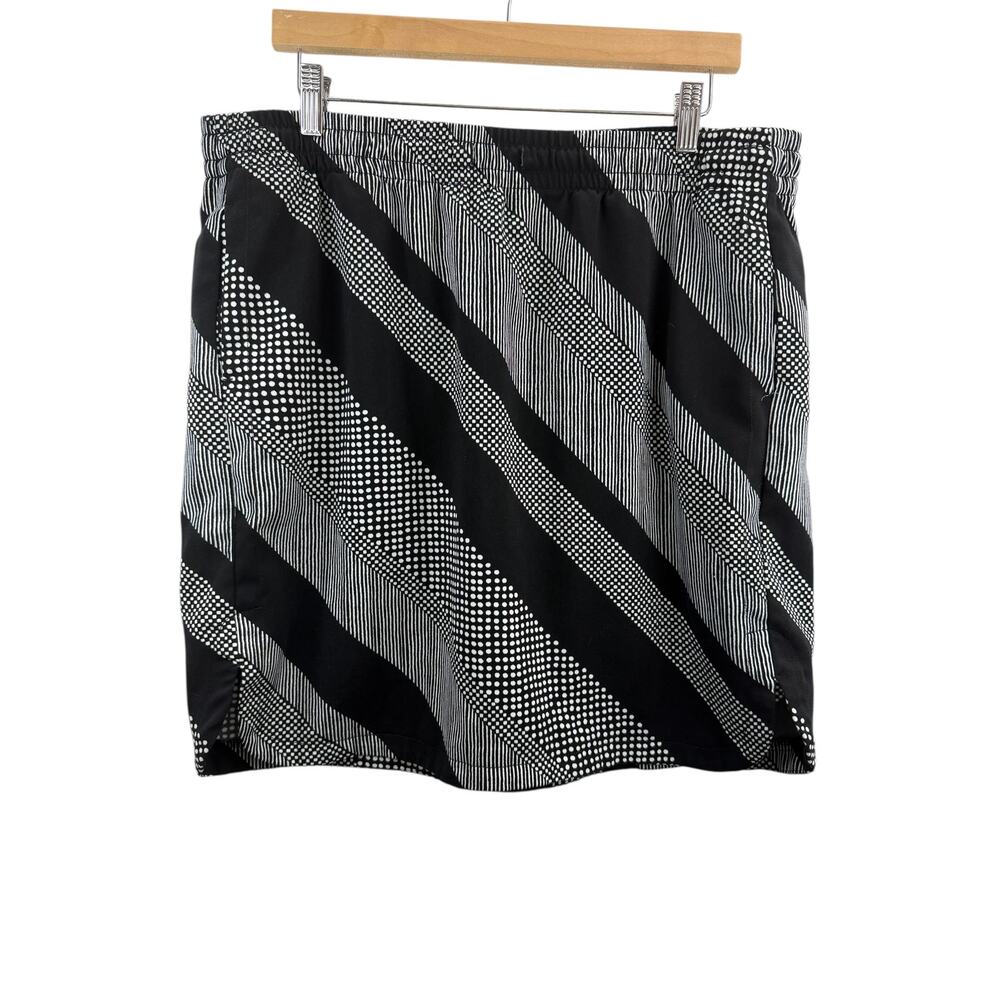 Croft & Barrow Stretch Black White Striped‎ Polka Dot Skirt XL Athleisure Comfy